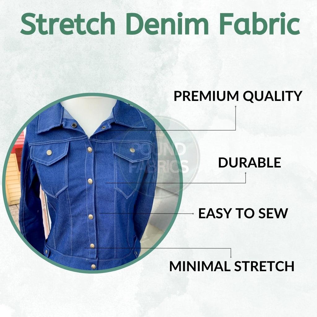 Plain Stretch Denim Fabric - Pound Fabrics