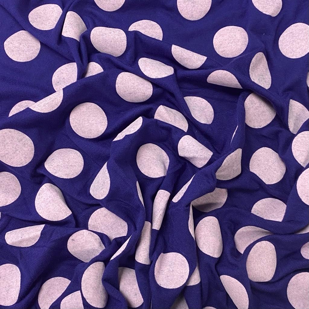 Pink Spots on Navy Knit Fabric - Pound Fabrics