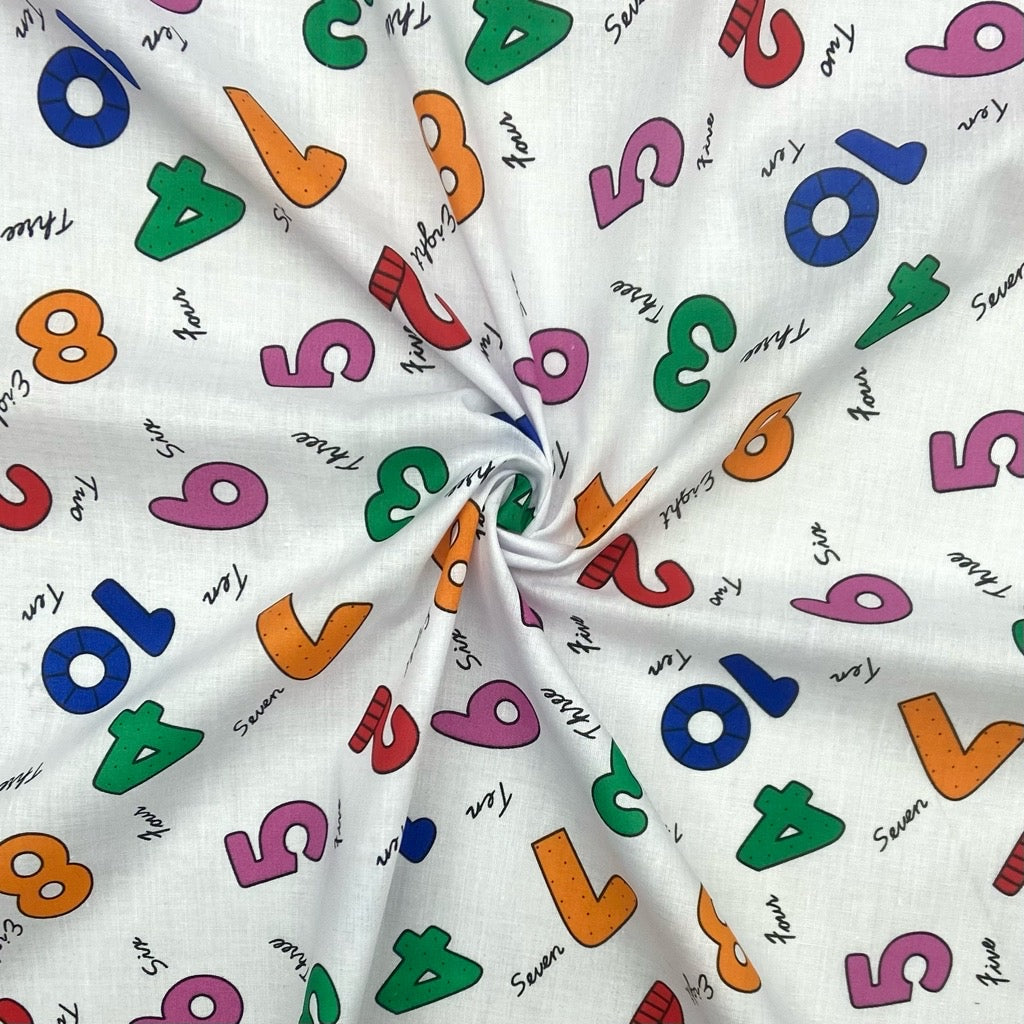 Number Blocks Polycotton Fabric