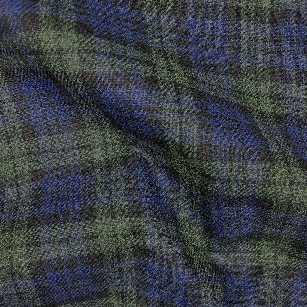 Navy Check Wool Bonded Water Resistant Fabric