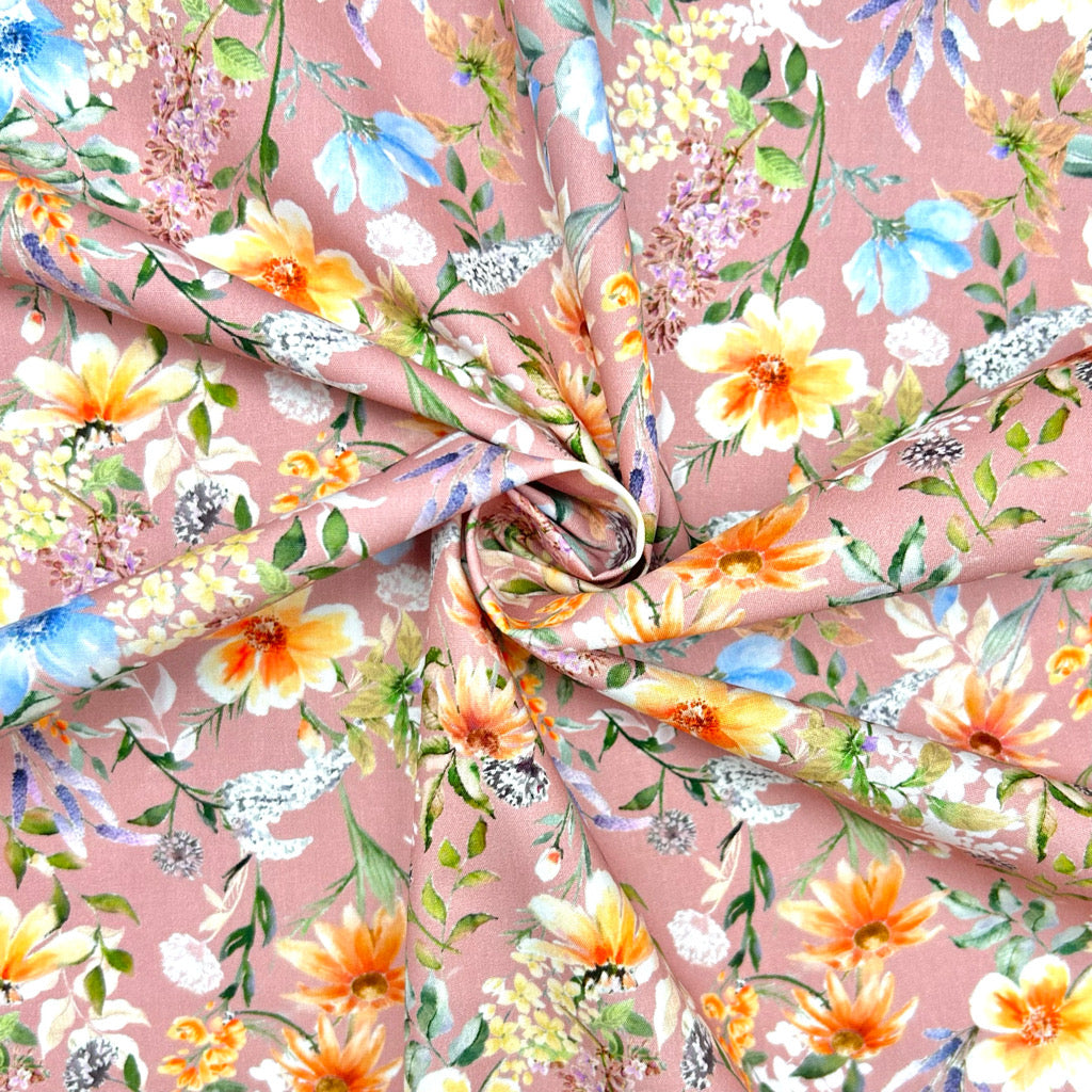 Daisy Vine Rose & Hubble Cotton Poplin Fabric
