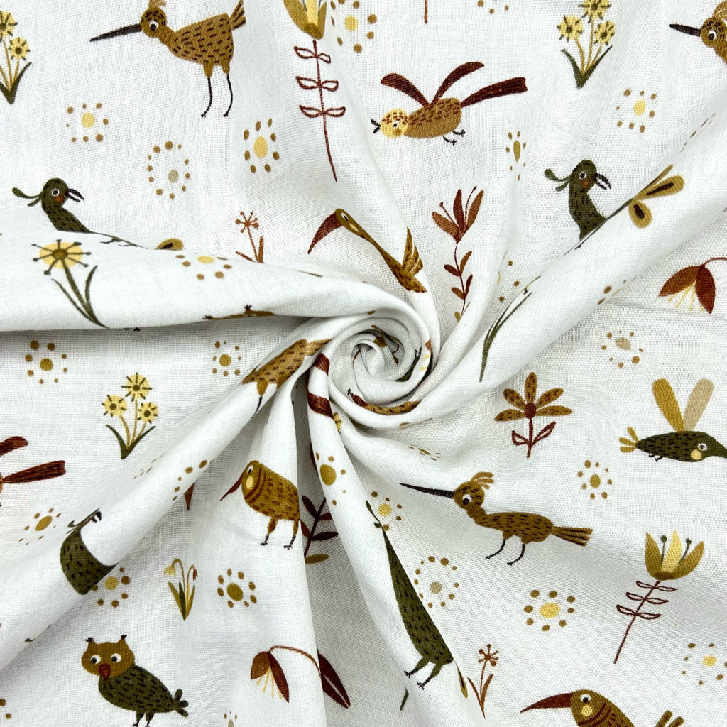 Birdsong Blossom Flat Double Gauze Fabric