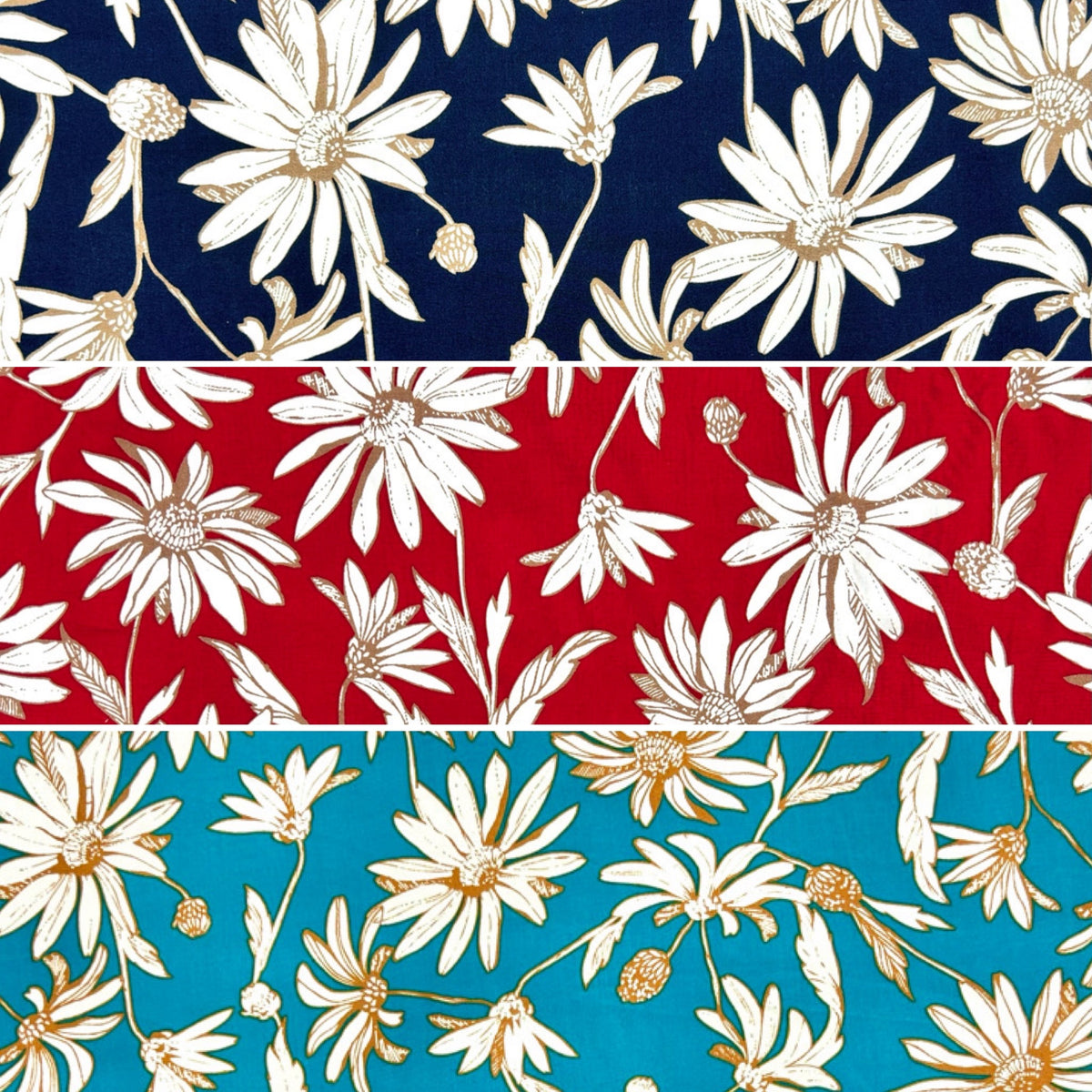 Daisy Waves Viscose Fabric