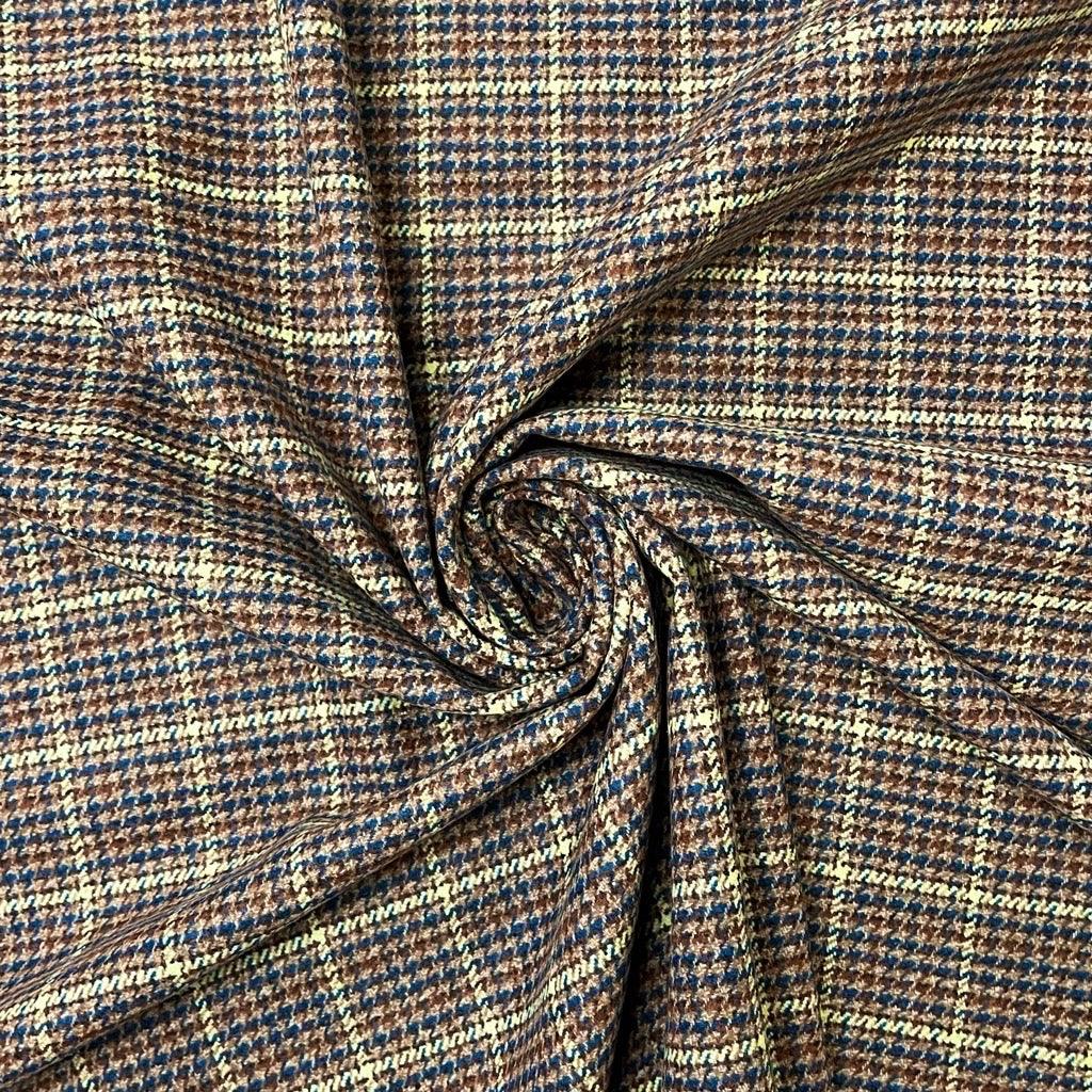 Beige/Cream Dogtooth Checkered Wool Blend Fabric - 2 metres for £9.95 #34 - Pound Fabrics