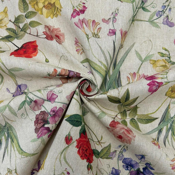 Classic Floral Digital Linen Look Polycotton Fabric – Pound Fabrics