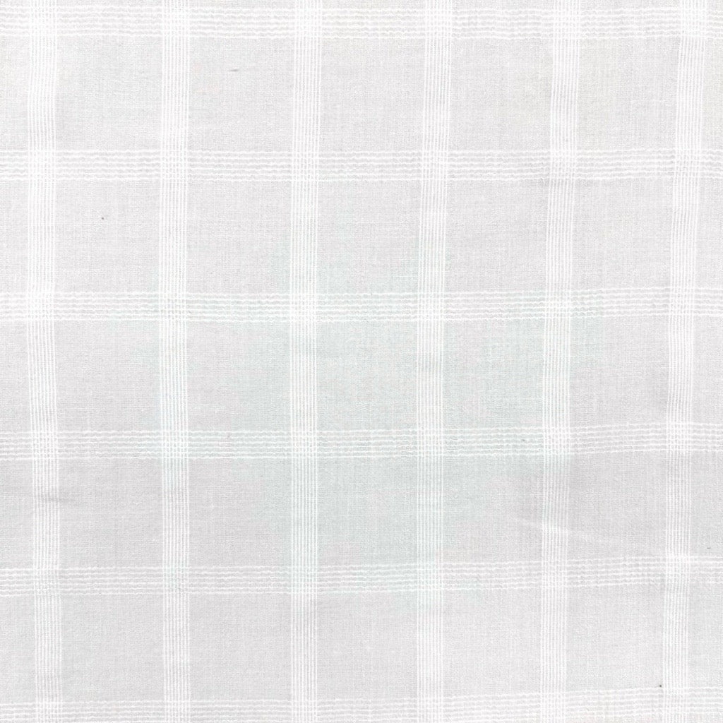 Checkered White Cotton Modal Fabric