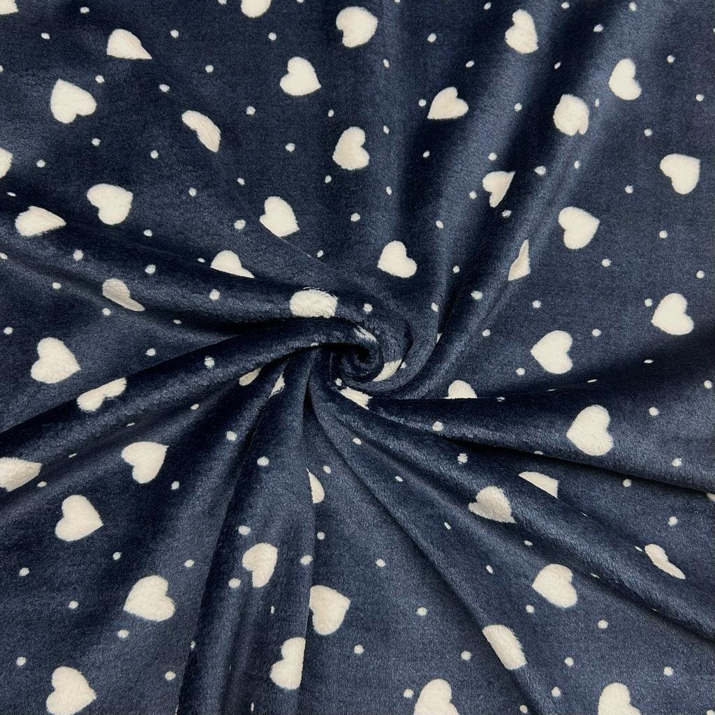 Hearts and Dots Cuddle Fleece Fabric - Pound Fabrics