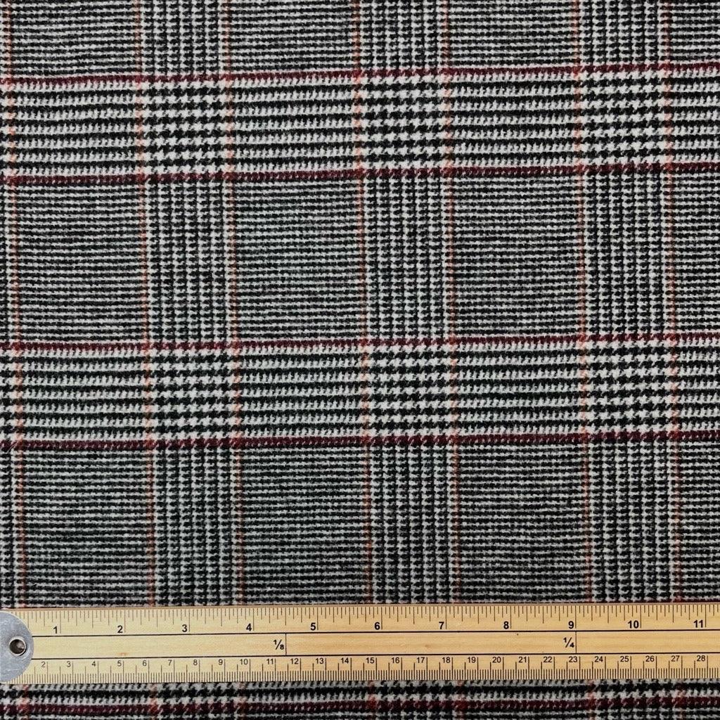 Black/Burgundy Checkered Wool Blend Fabric - 2 metres for £9.95 #23 - Pound Fabrics