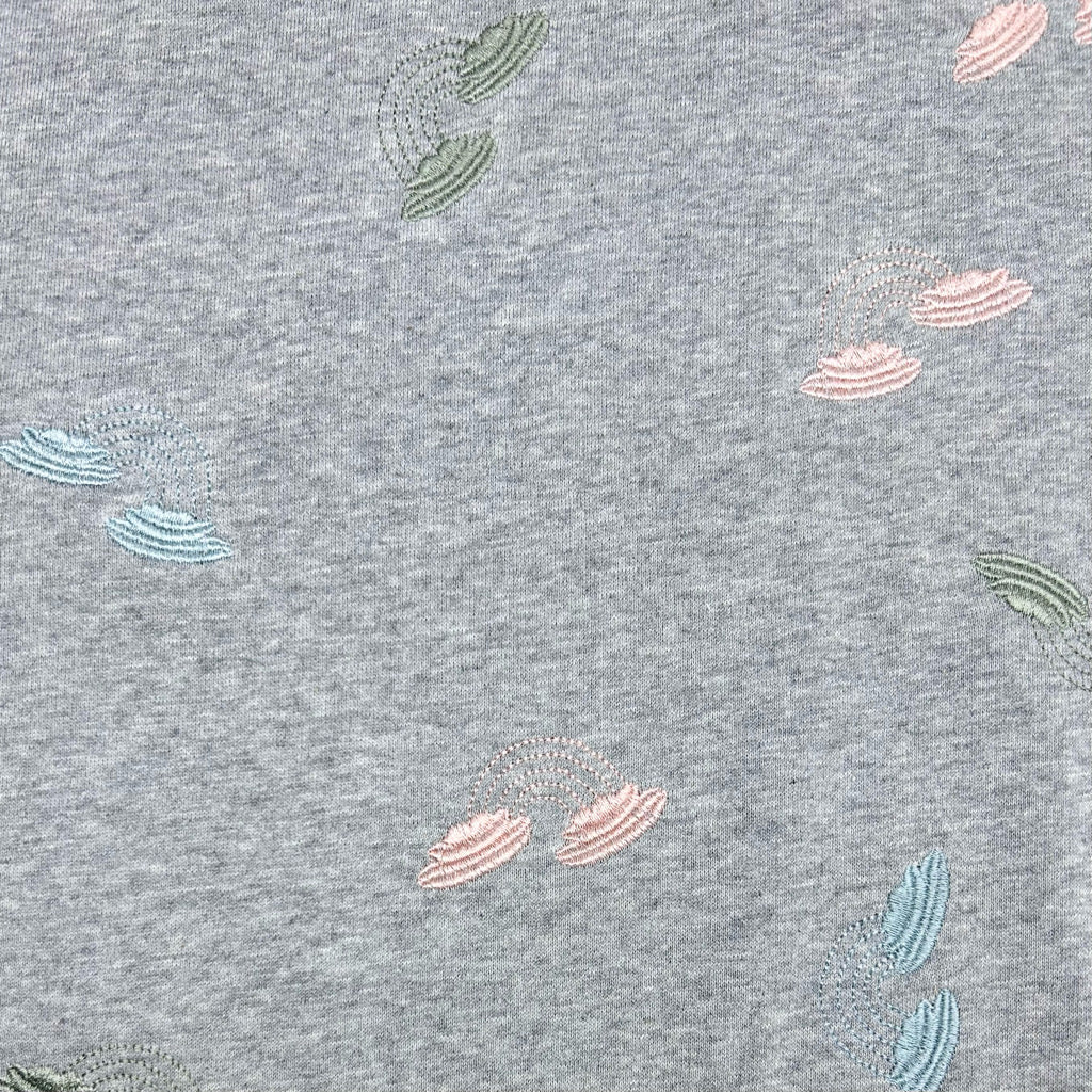 Rainbows on Grey French Terry Fabric