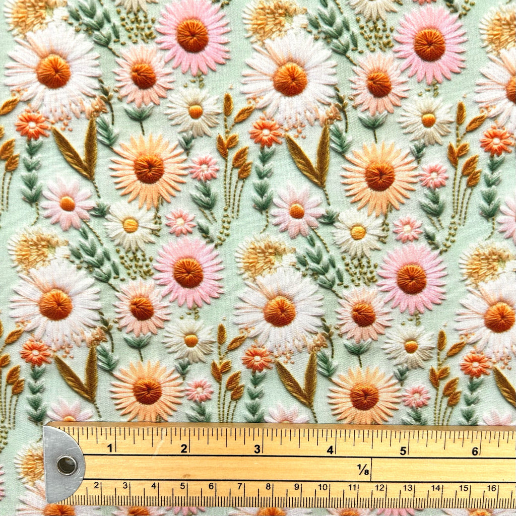 Pastel Daisy Polycotton Fabric
