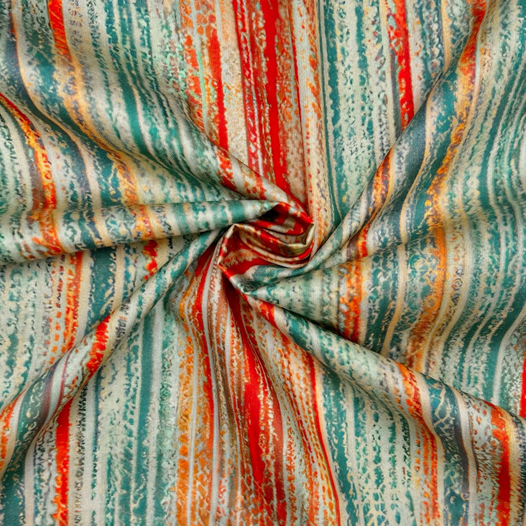 Painterly Stripes Cotton Sateen Fabric