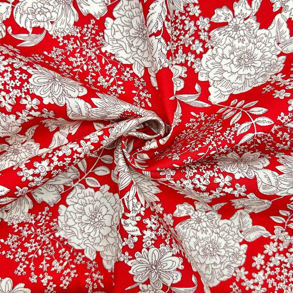 Vintage Wildflowers Rose & Hubble Cotton Poplin Fabric