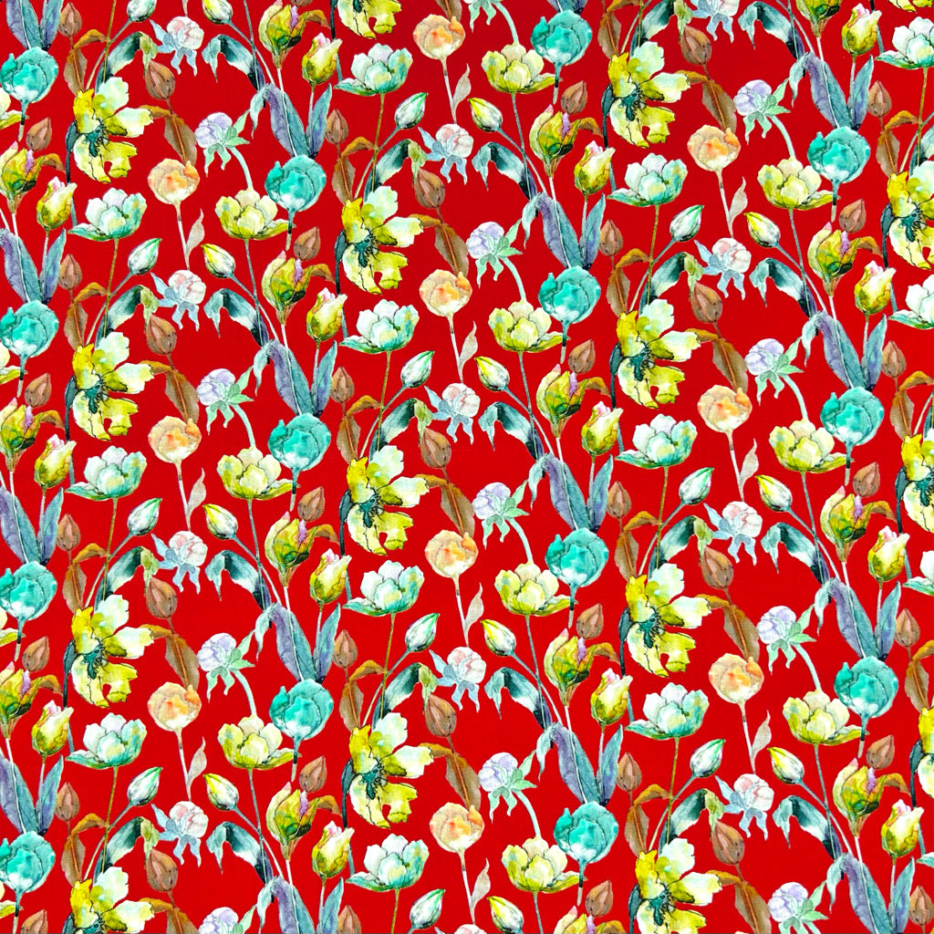 Wild Garden Meadow Rose & Hubble Cotton Poplin Fabric