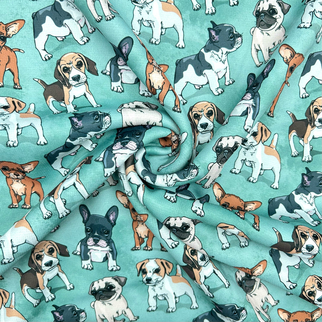 Playful Dogs Sweatshirt Fabric