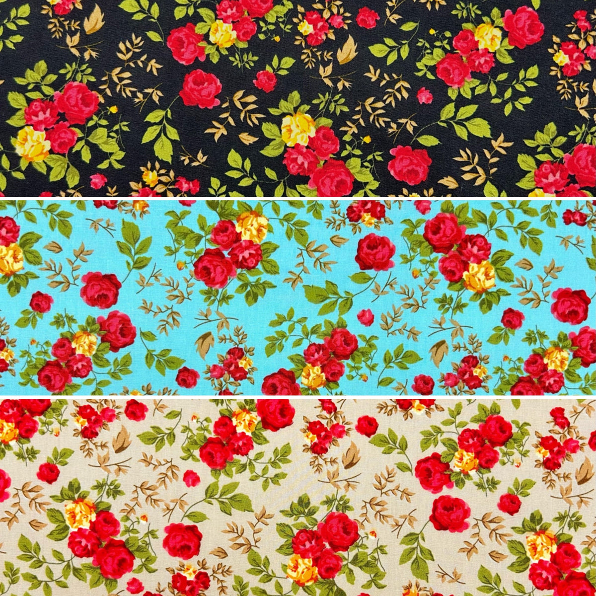 Garden Roses Rose & Hubble Cotton Poplin Fabric