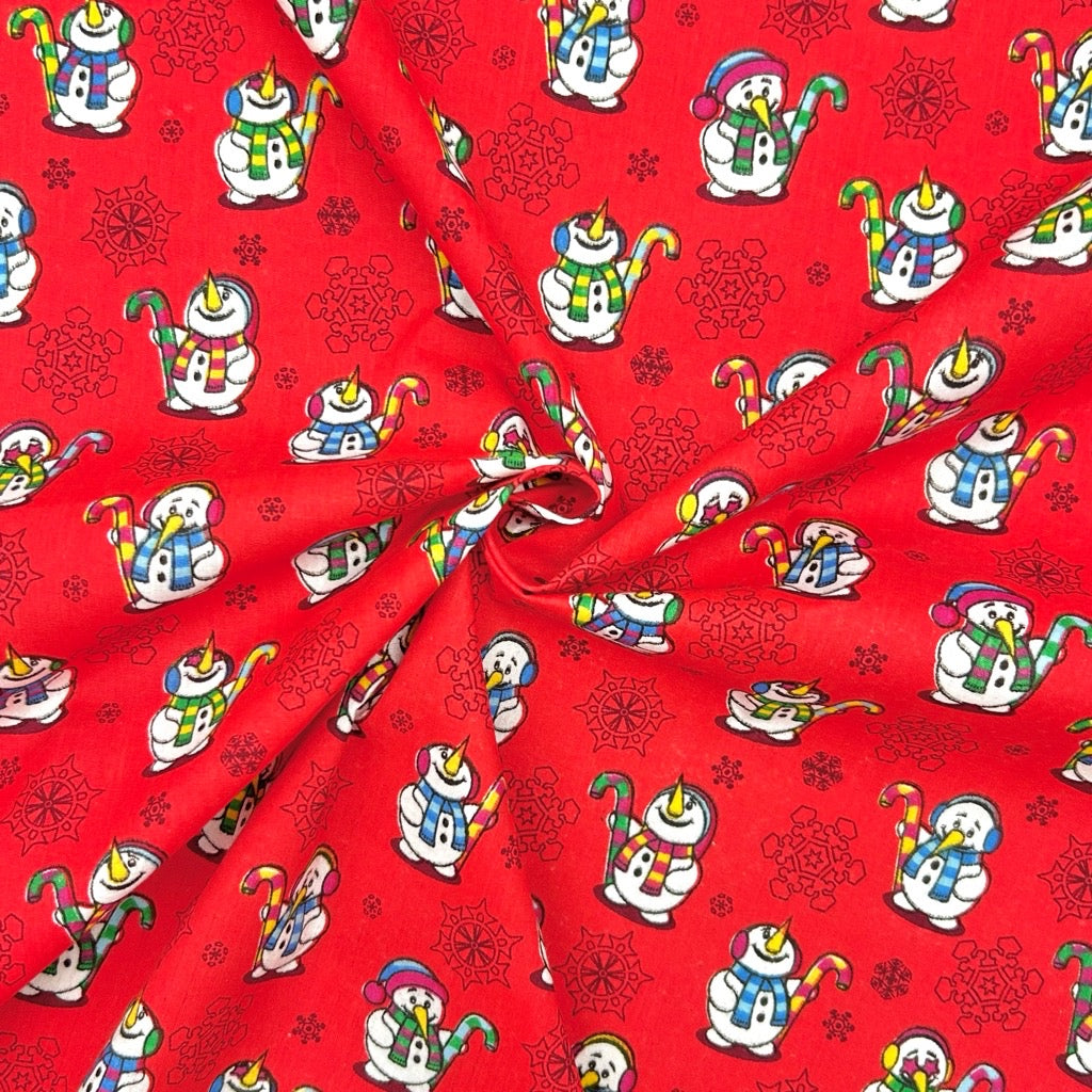 Snowman Scatter Polycotton Fabric