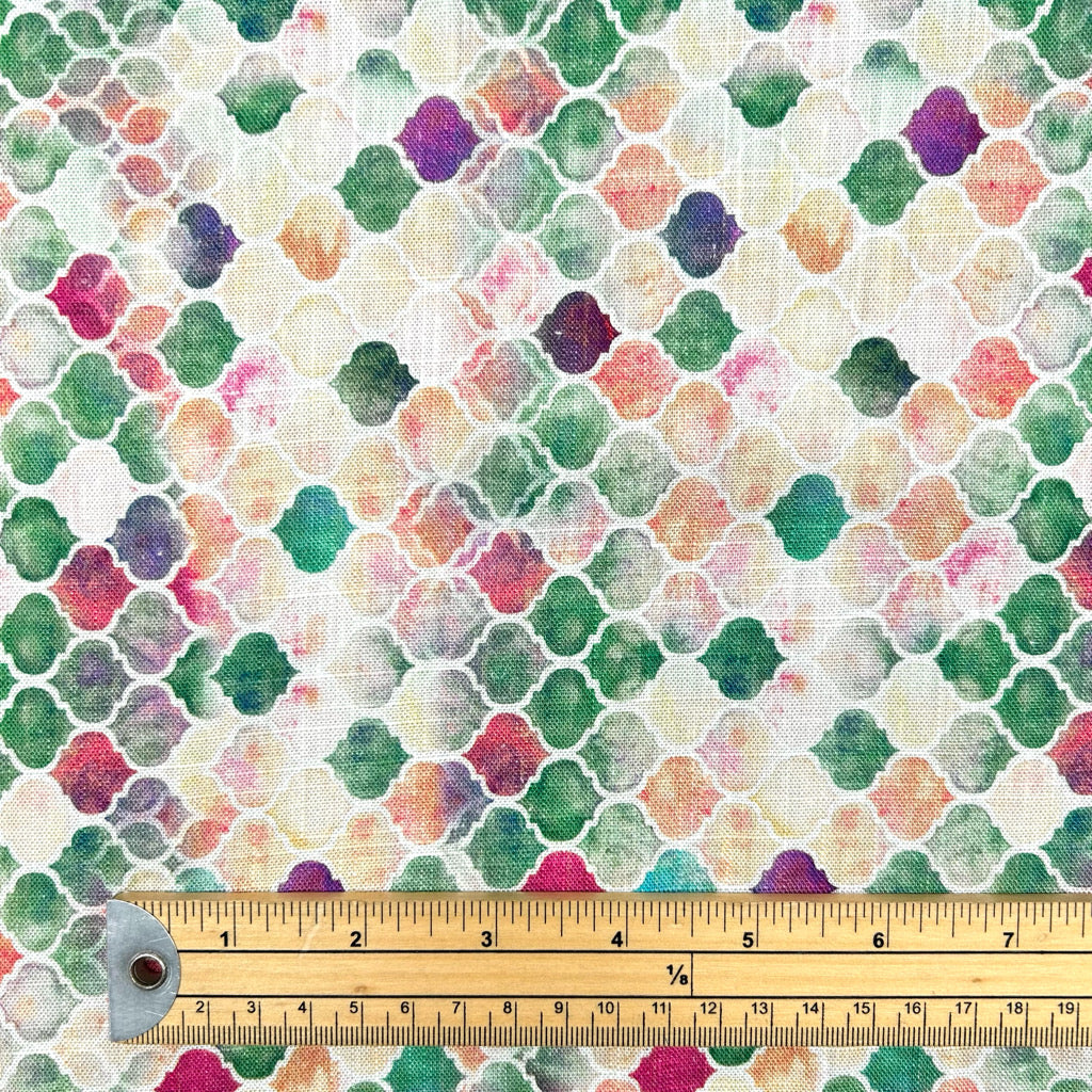 Abstract Tiles Linen Viscose Fabric