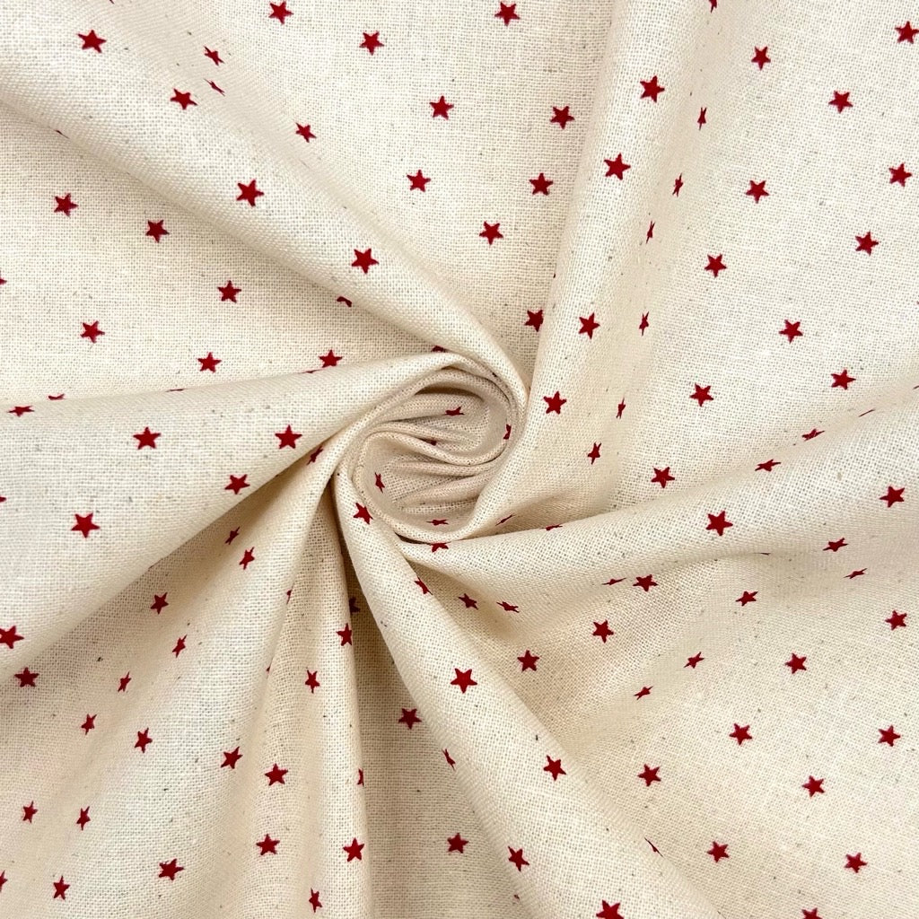 Red Star Sprinkle Christmas Cotton Fabric