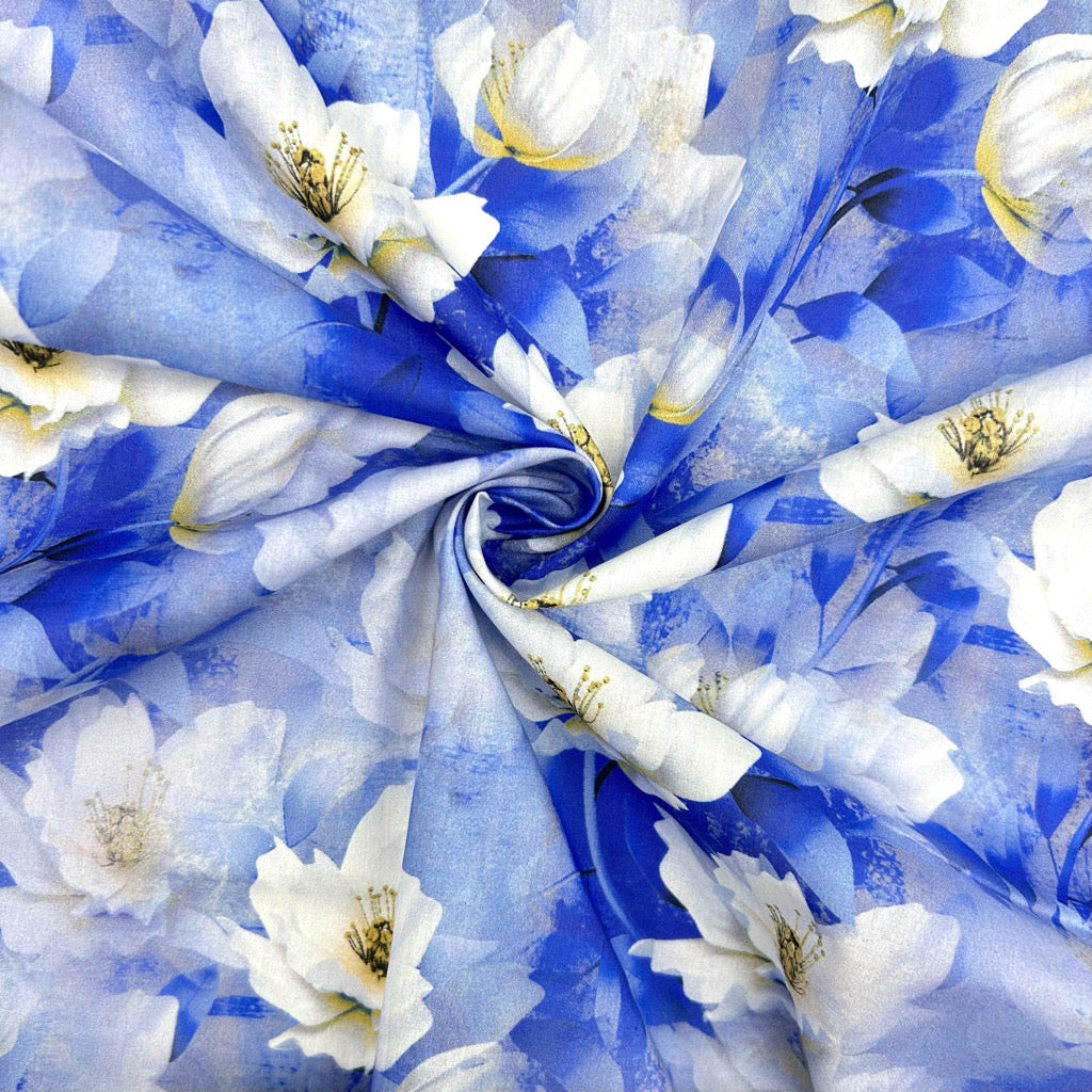Floral Cloudscape Cotton Lawn Fabric