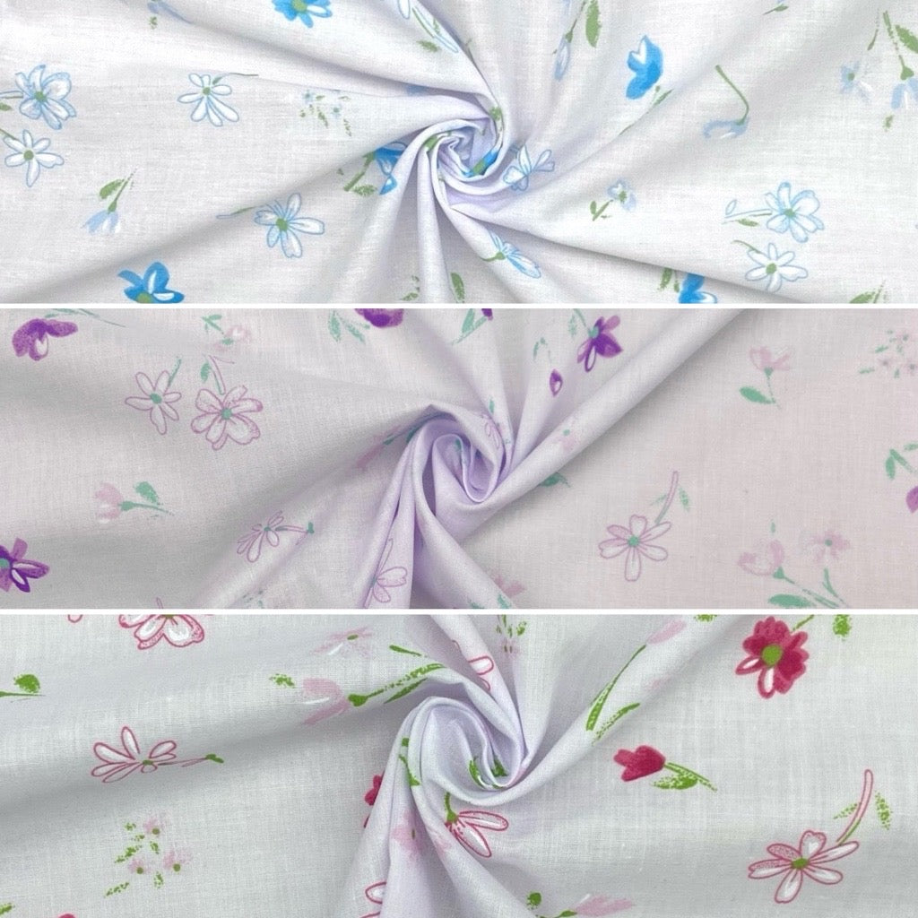 Flower Drawings Polycotton Fabric