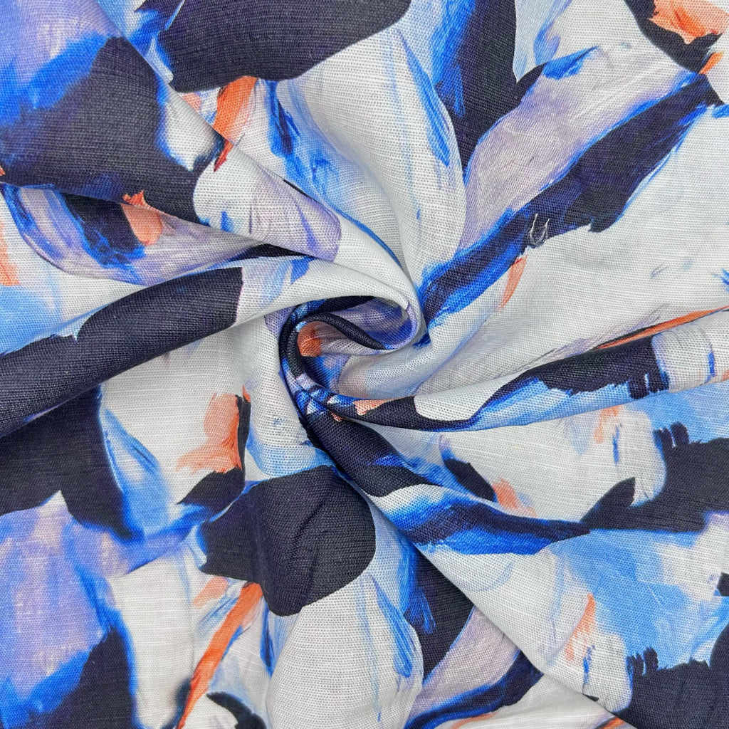 Island Blues Bamboo Linen Blend Fabric