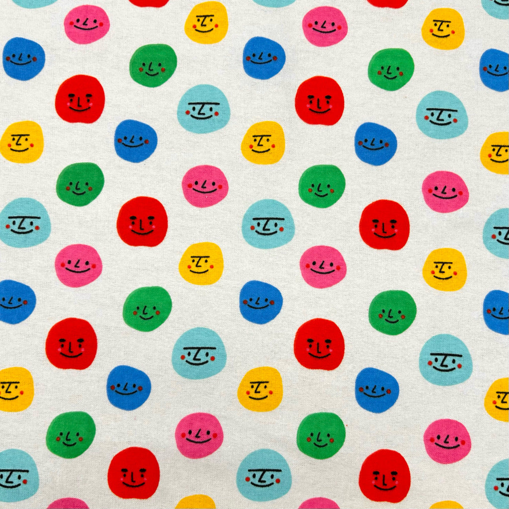 Smiley Faces Brushed Cotton Blend Fabric