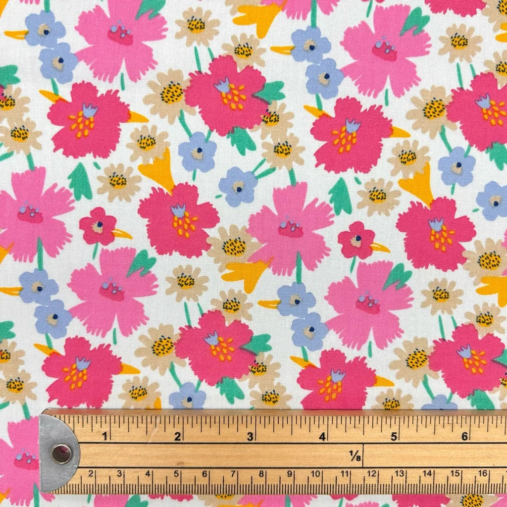 Happy Florals Rose & Hubble Cotton Poplin Fabric