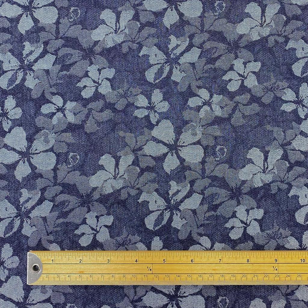 Blooming Floral on Navy Denim Fabric - Pound Fabrics