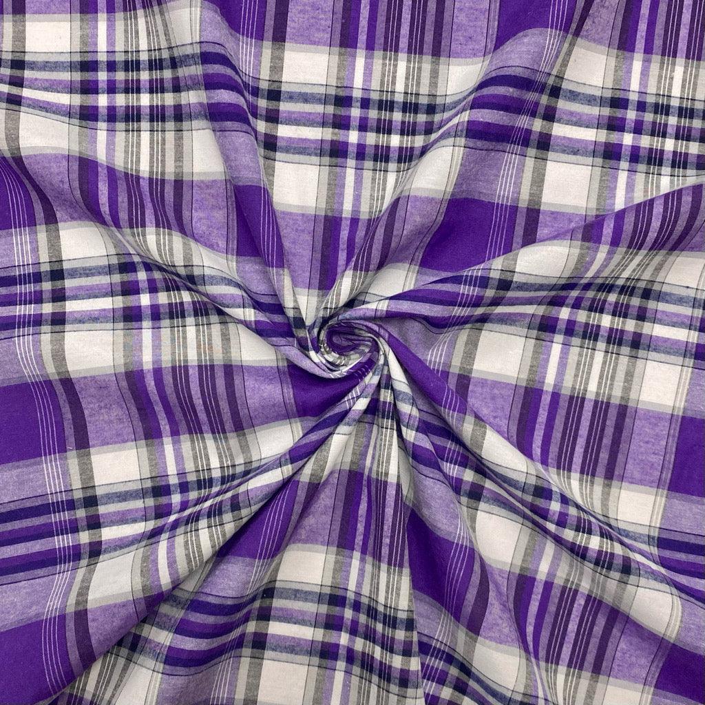 Lilac Checkered Polycotton Fabric - Pound Fabrics