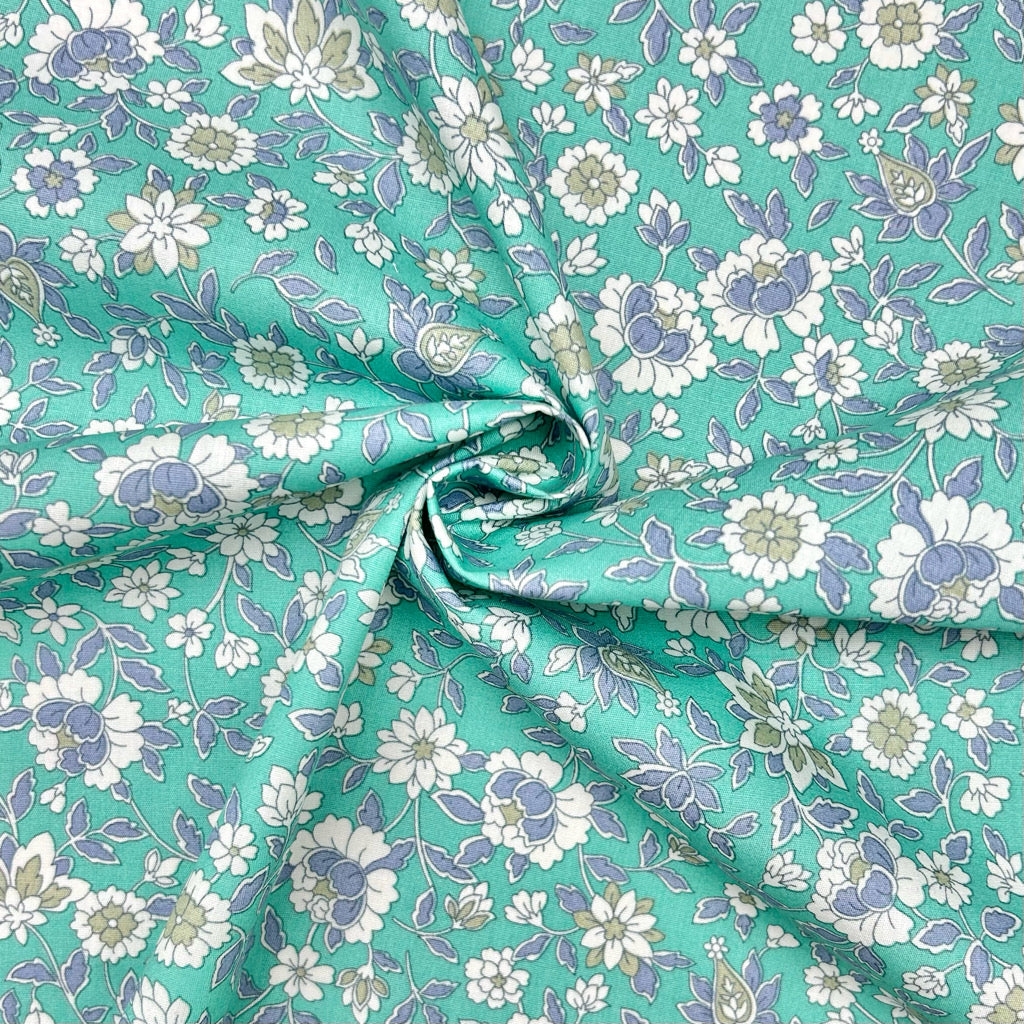 Cottage Meadow Rose & Hubble Cotton Poplin Fabric