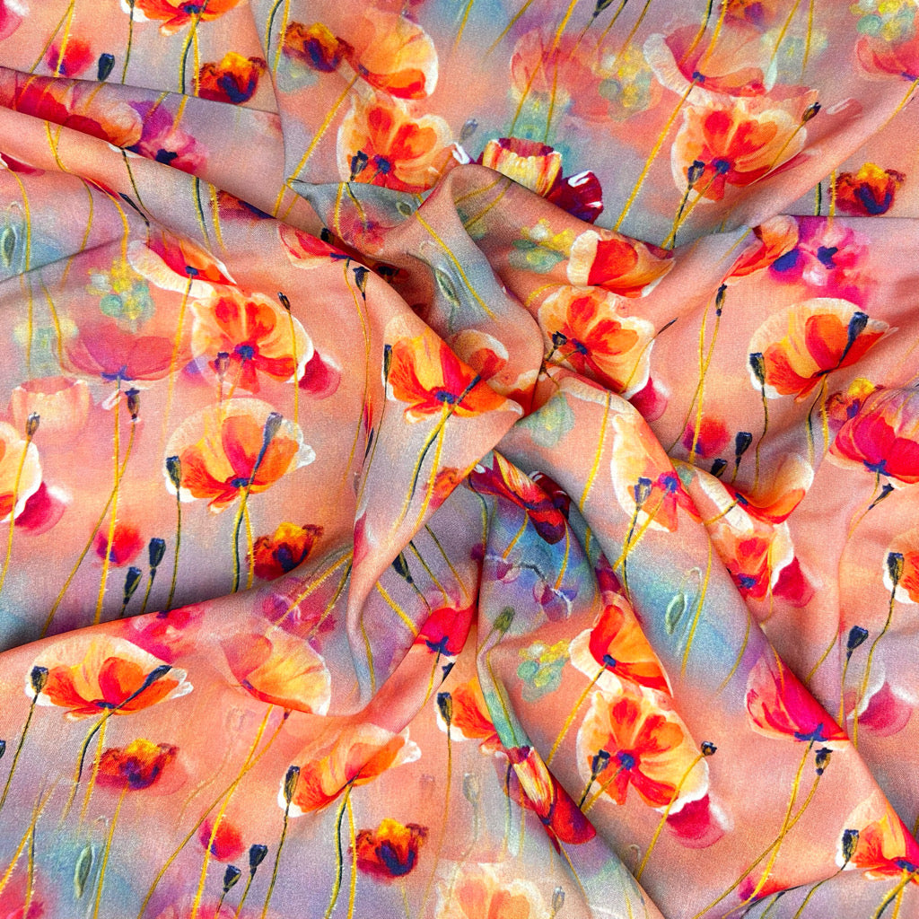 Dancing Wildflowers Viscose Poplin Fabric