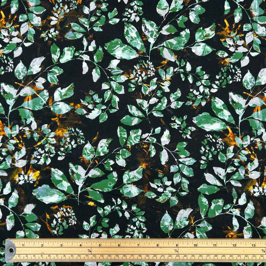 All Over Leaves Viscose Twill Fabric - Pound Fabrics