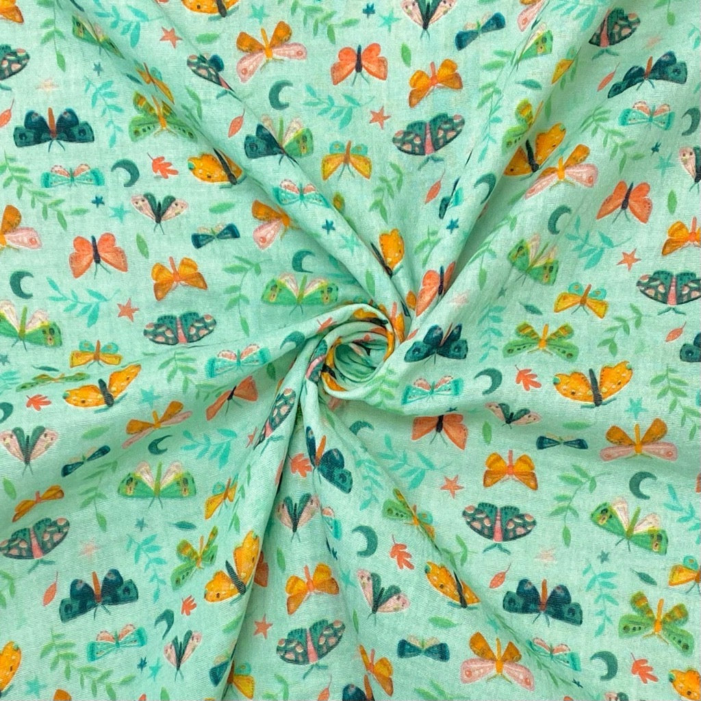 Multicolour Butterflies Double Gauze Fabric