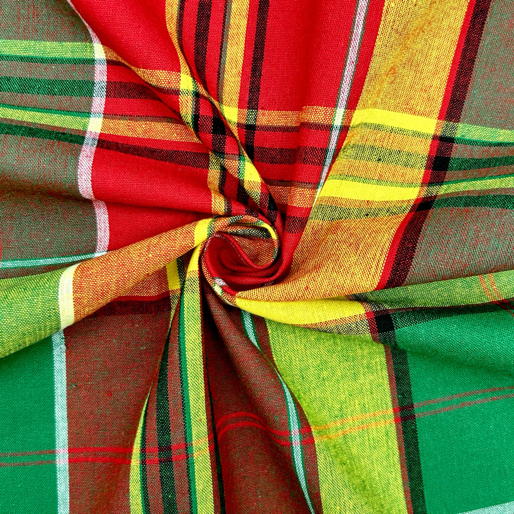 Green Madras Check Cotton Fabric