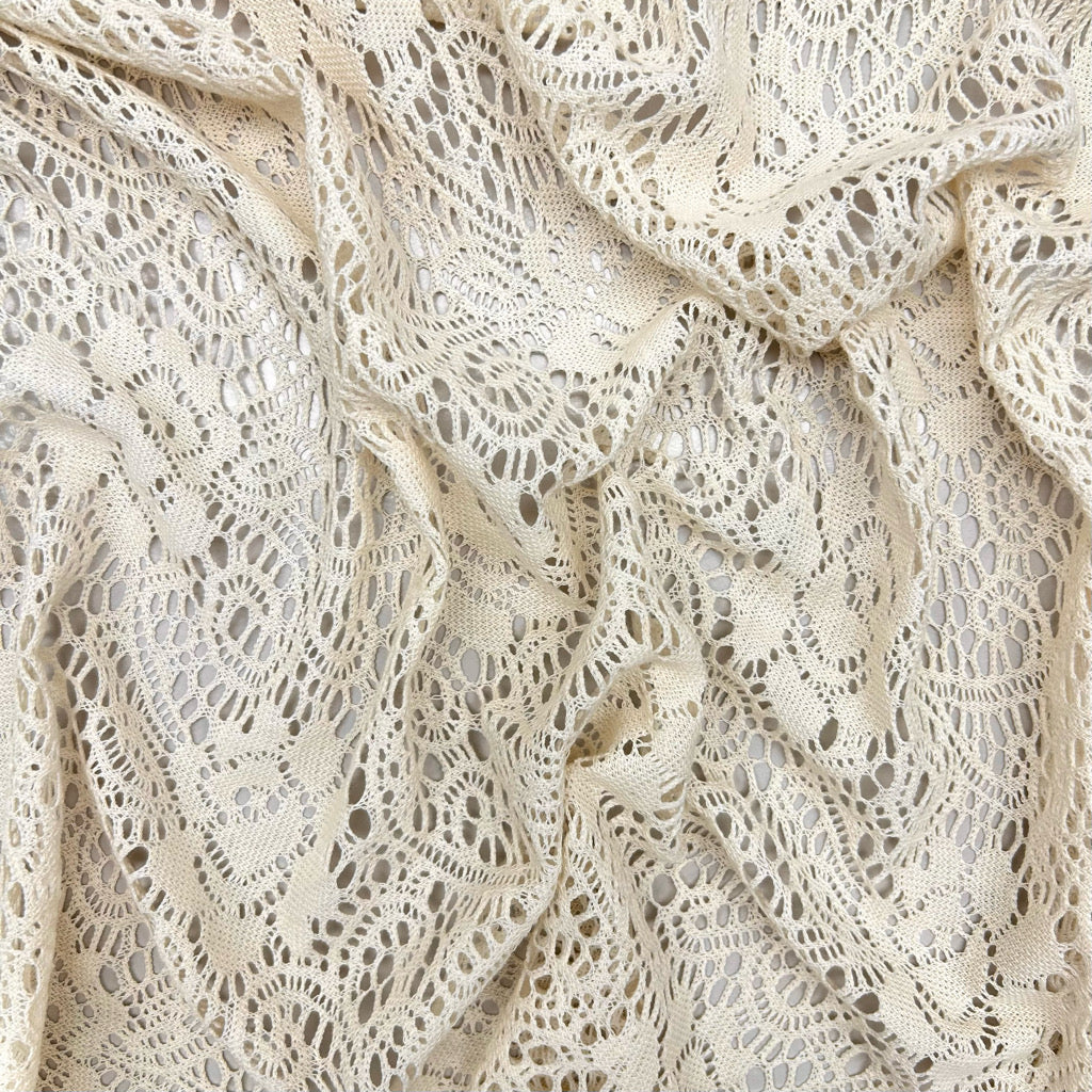 Cream Stretch Lace Fabric