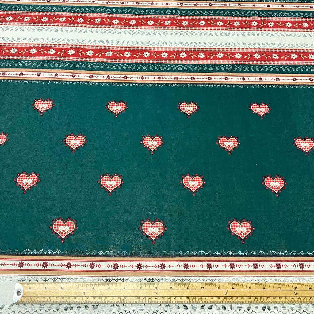 Festive Stripes and Hearts Cotton Fabric - Pound Fabrics