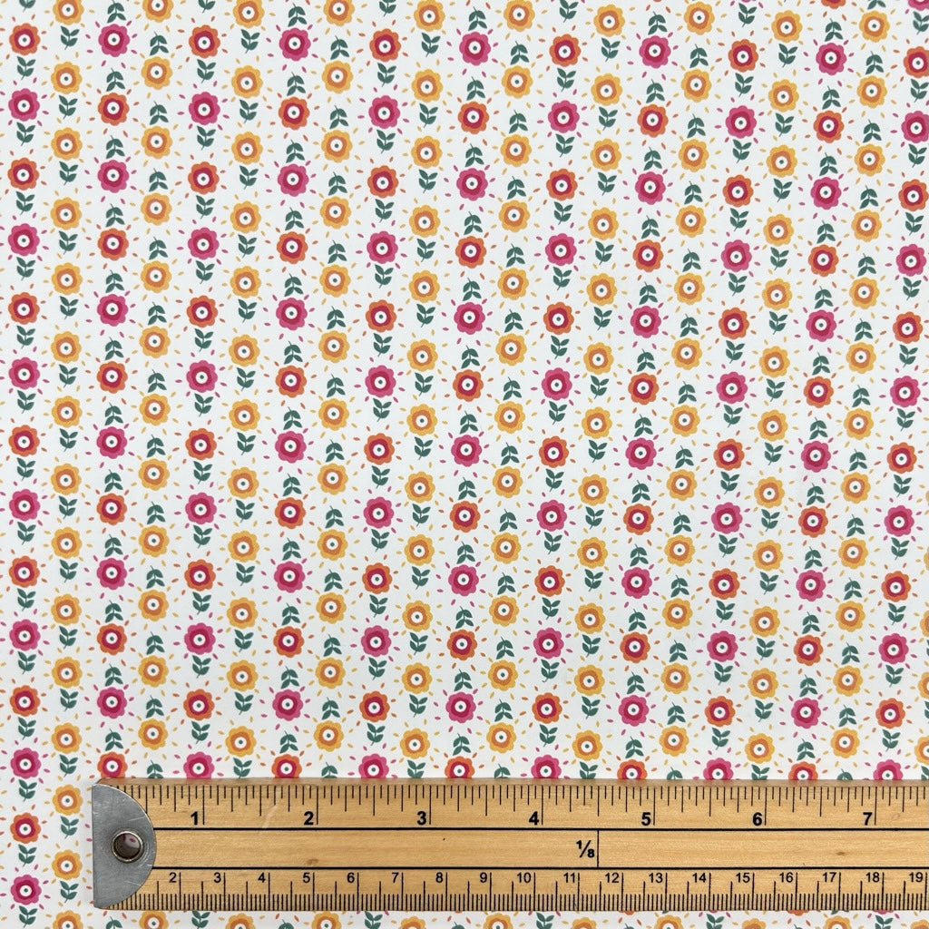 Folk Meadow Raincoat Fabric