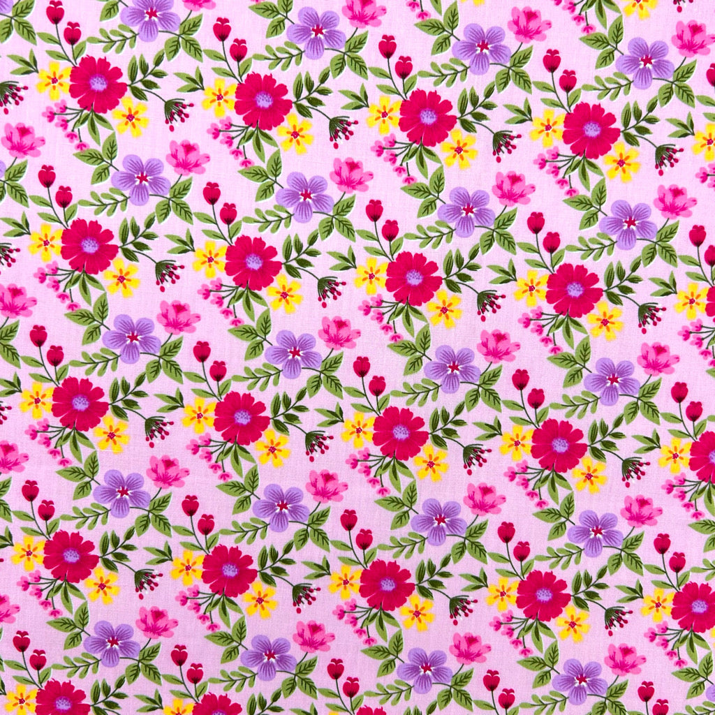 Ditsy Folk Rose & Hubble Cotton Poplin Fabric