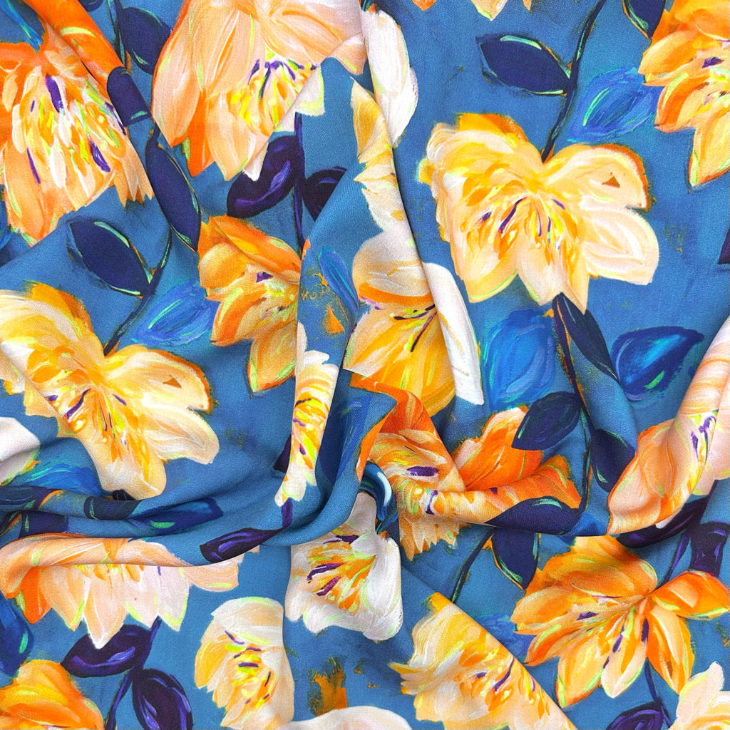 Bursting Blooms Viscose Fabric