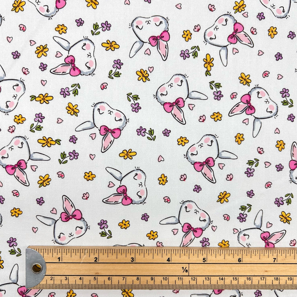 Bunny Blossom Rose & Hubble Cotton Poplin Fabric
