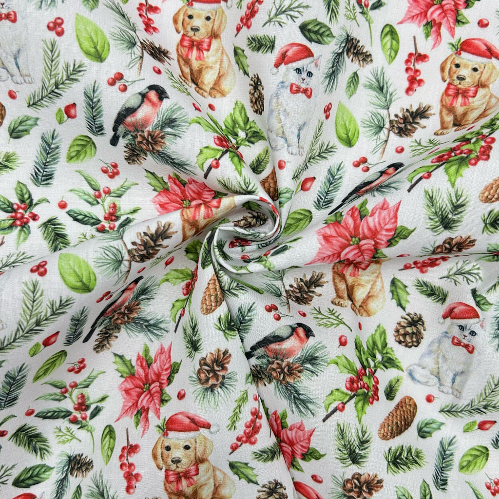 Festive Pets Polycotton Fabric