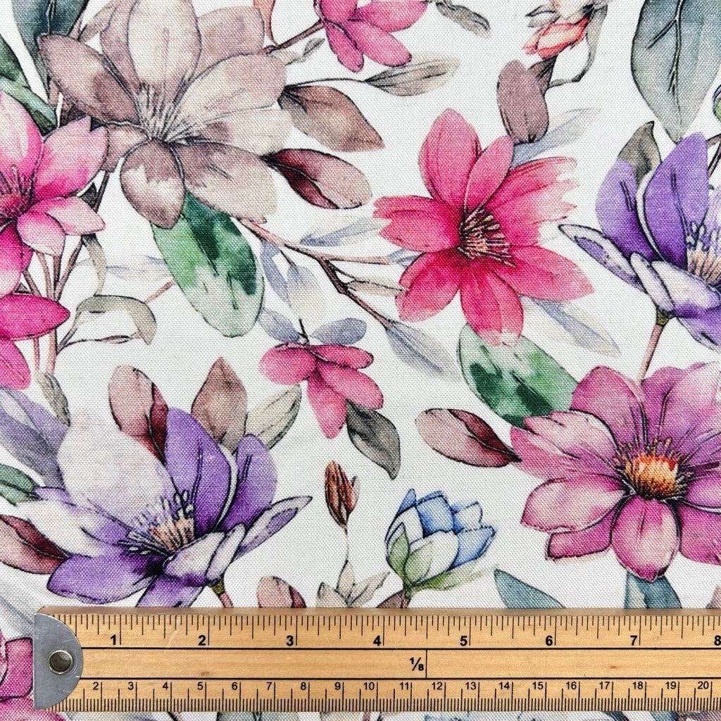 Painted Petal Linen Viscose Fabric