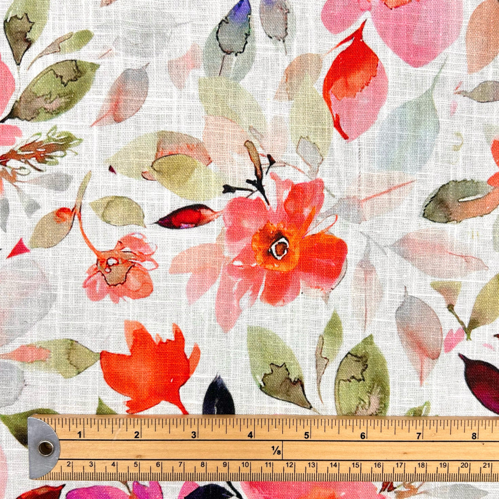 Blossom Watercolour Cotton Linen Fabric