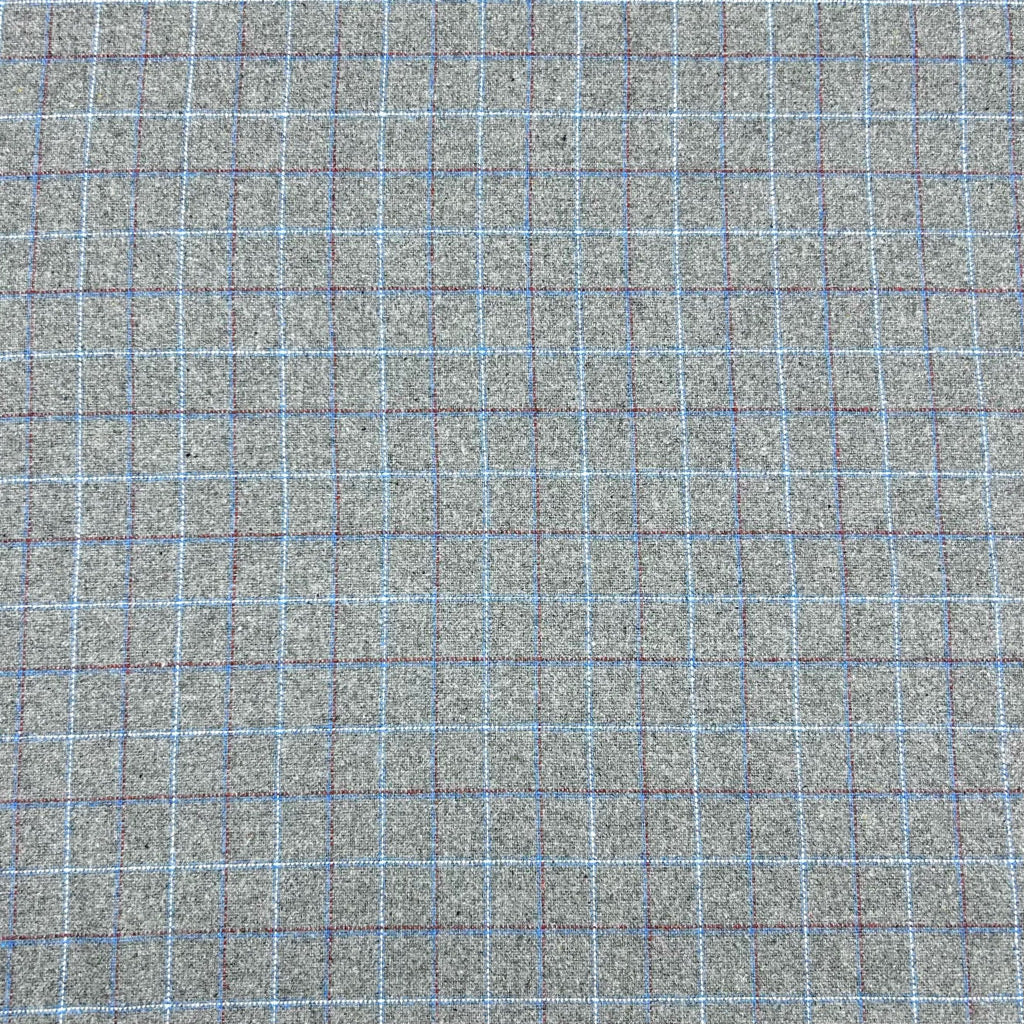 Lined Squares Wool Blend Fabric - Pound Fabrics