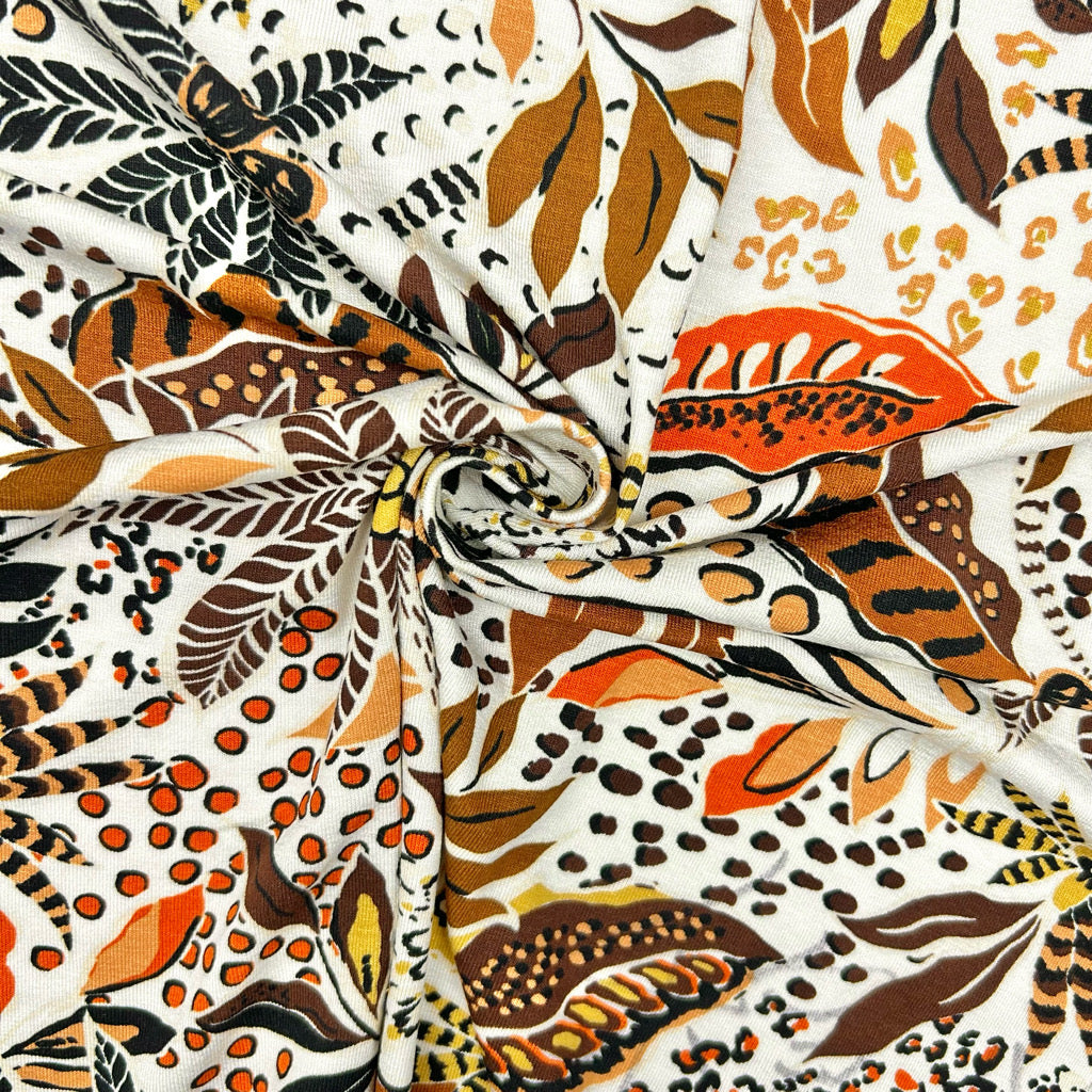 Island Leaves Viscose Jersey Fabric