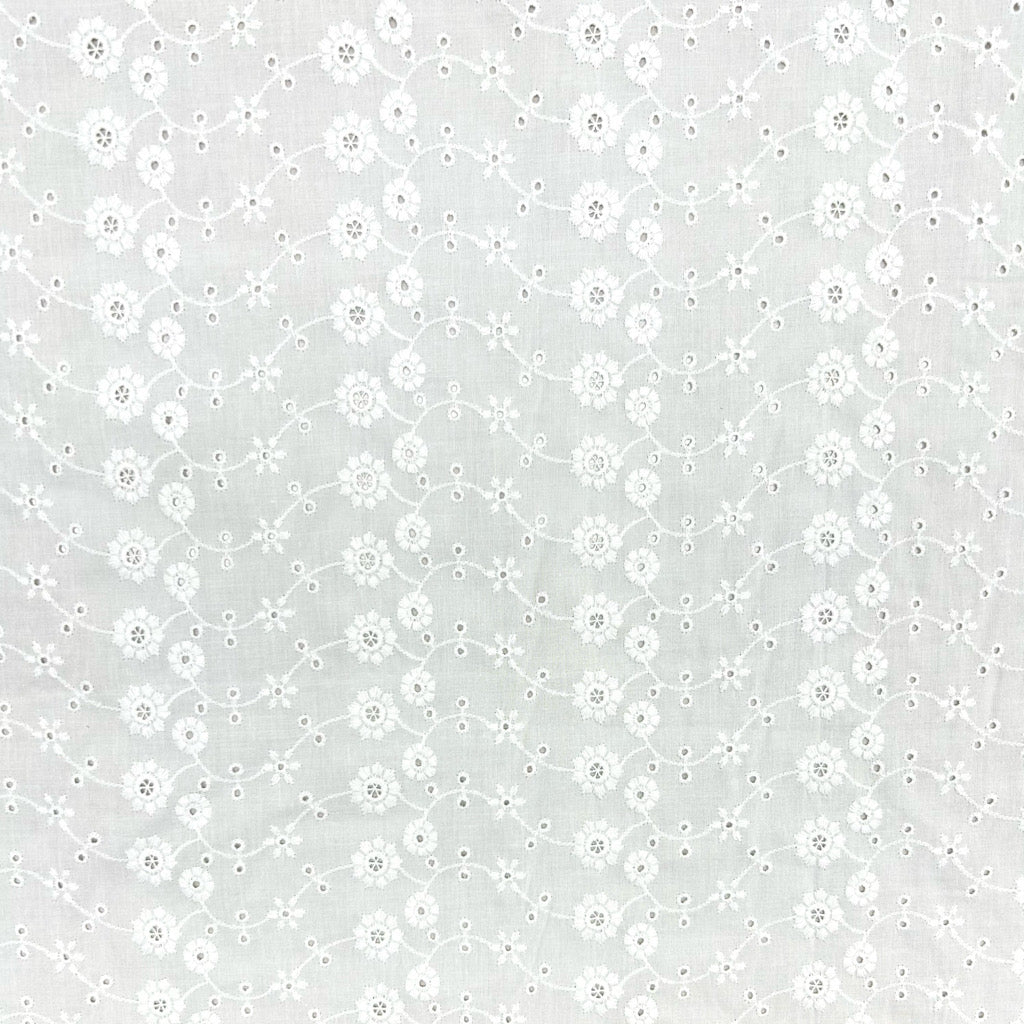 Ethereal Blossom White Embroidered Cotton Fabric #14