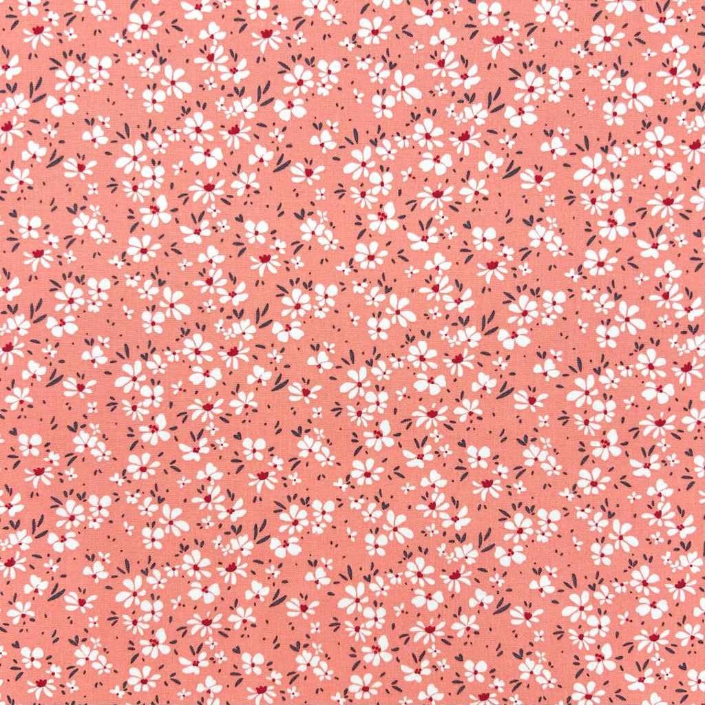 Delicate Daisies Rose & Hubble Cotton Poplin Fabric