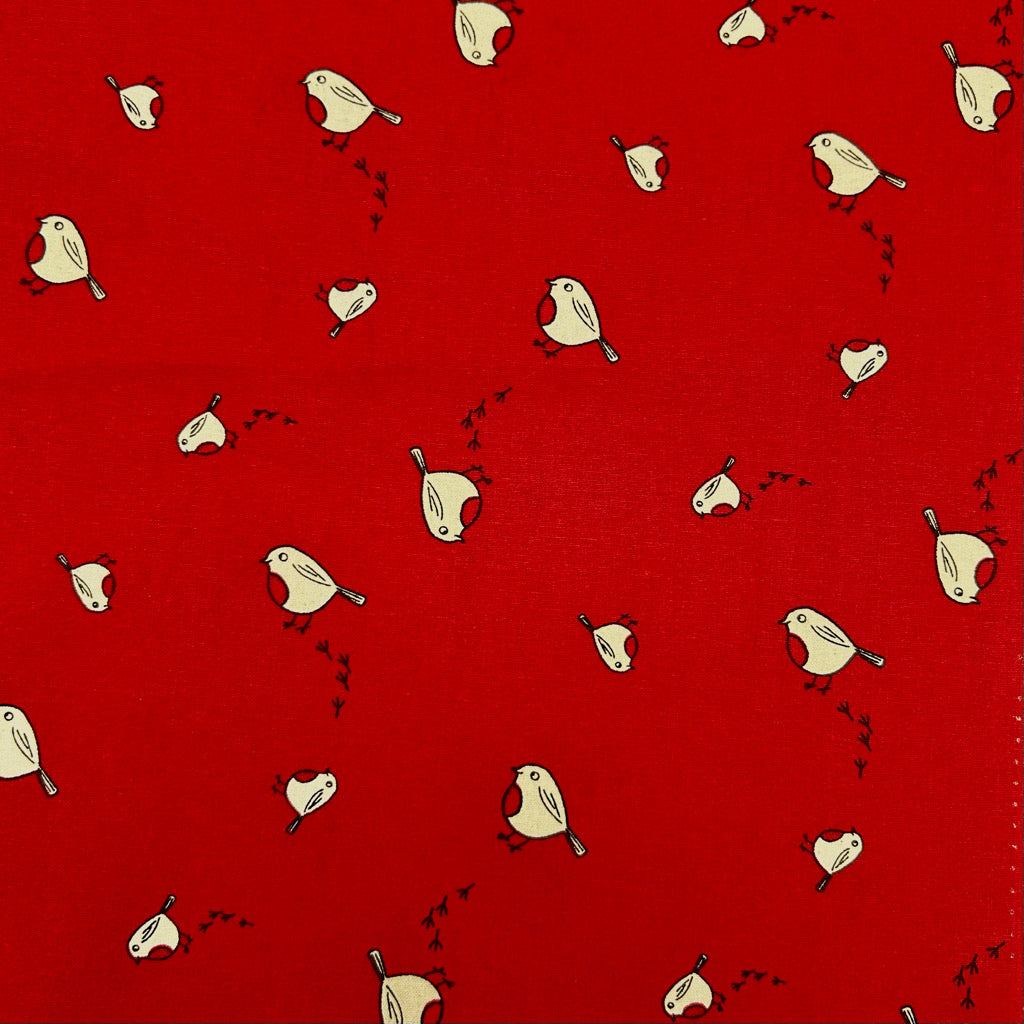 Little Robin Christmas Cotton Fabric