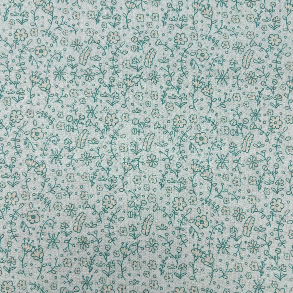 Sketchy Florals Brushed Cotton Blend Fabric