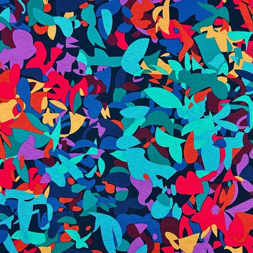 Multicoloured Shapes Knit Fabric - Pound Fabrics
